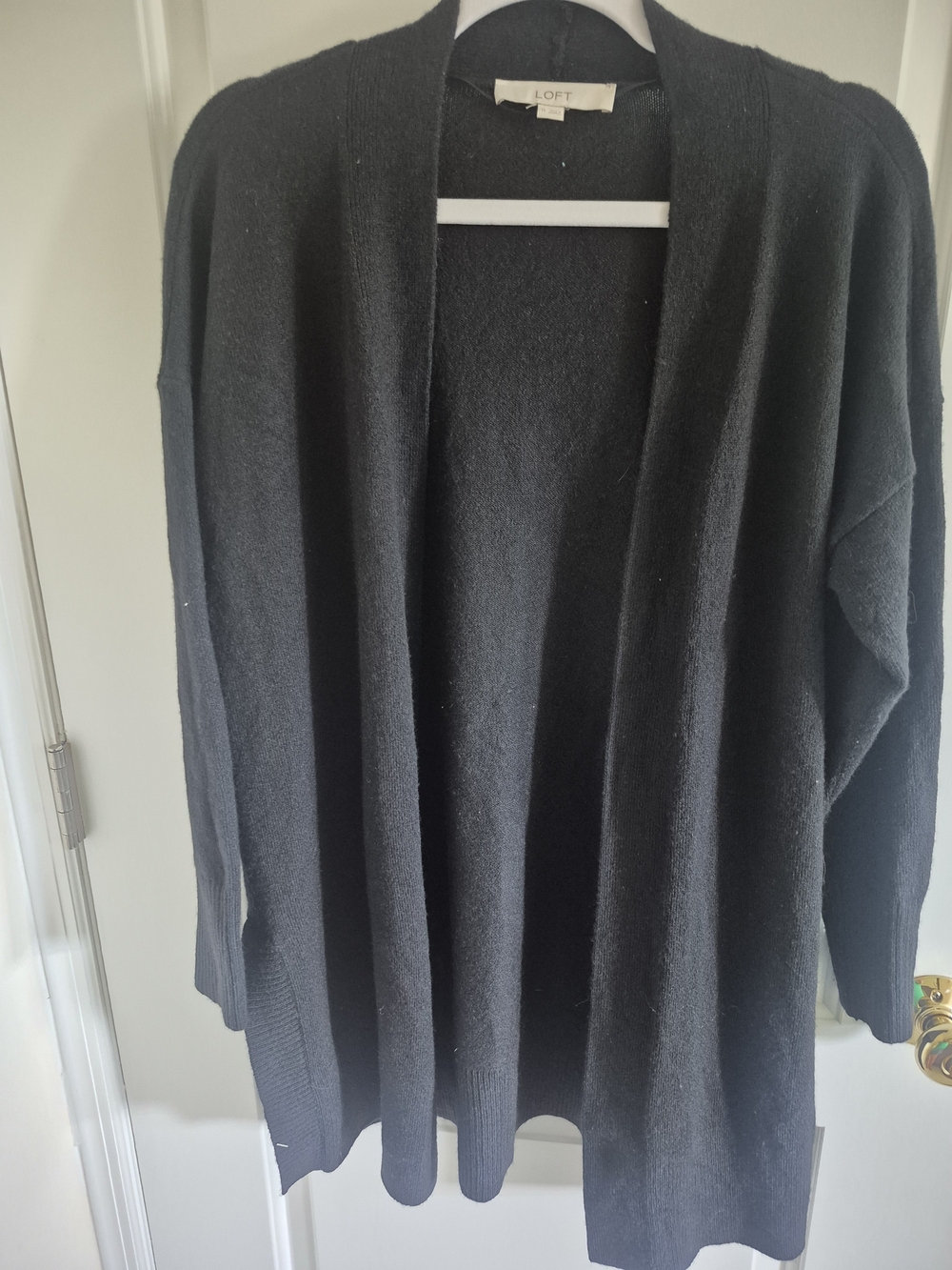 LOFT Black Open-Front Knit Cardigan